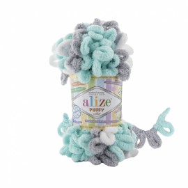 ALIZE PUFFY COLOR 6408 св.бирюза/серый/белый